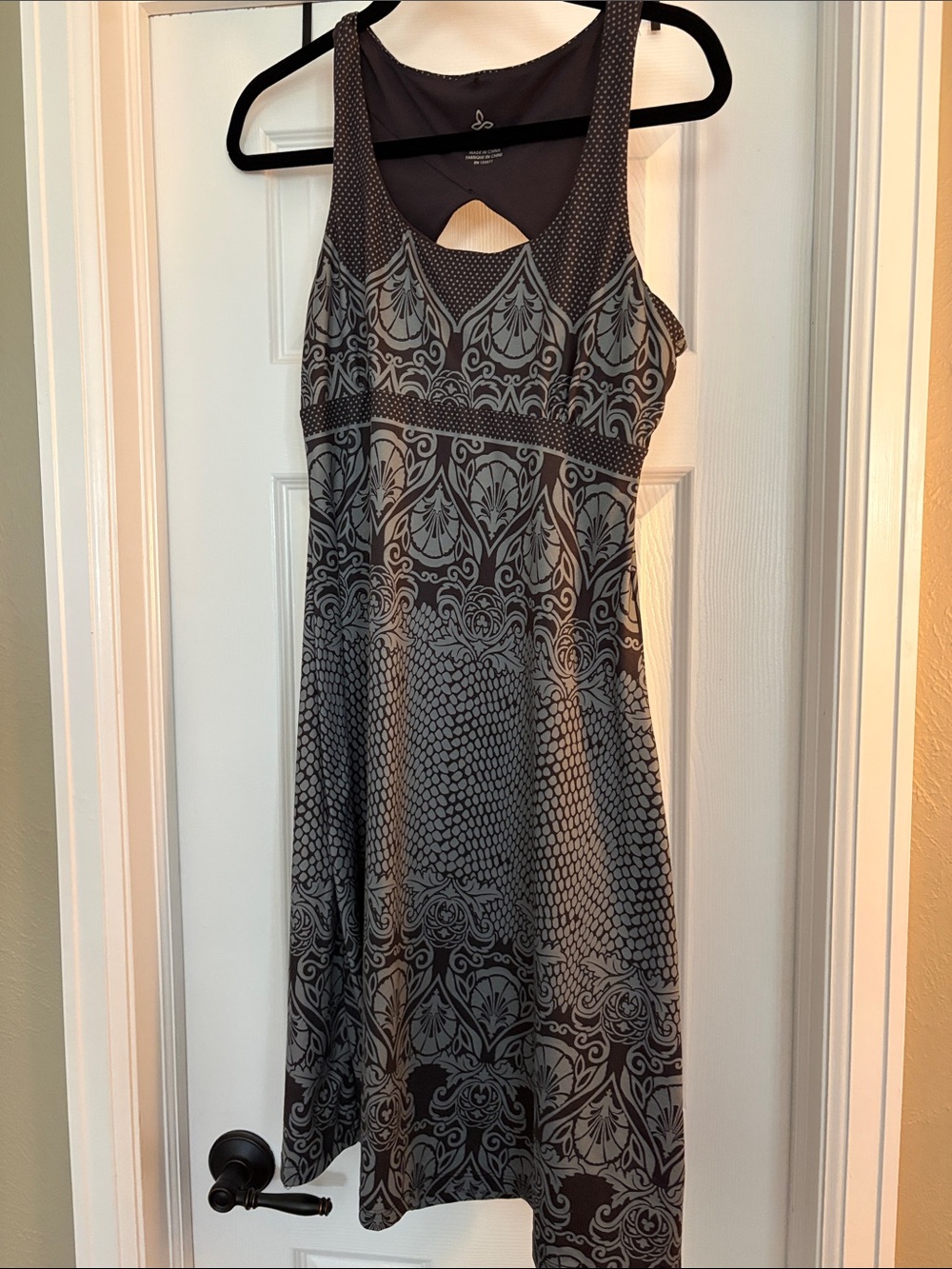 Prana Gray Patterned Sleeveless Midi Holly Dress